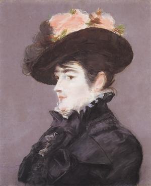Edouard Manet Portrait de Jeanne Martin au Chapeau orne d'une Rose